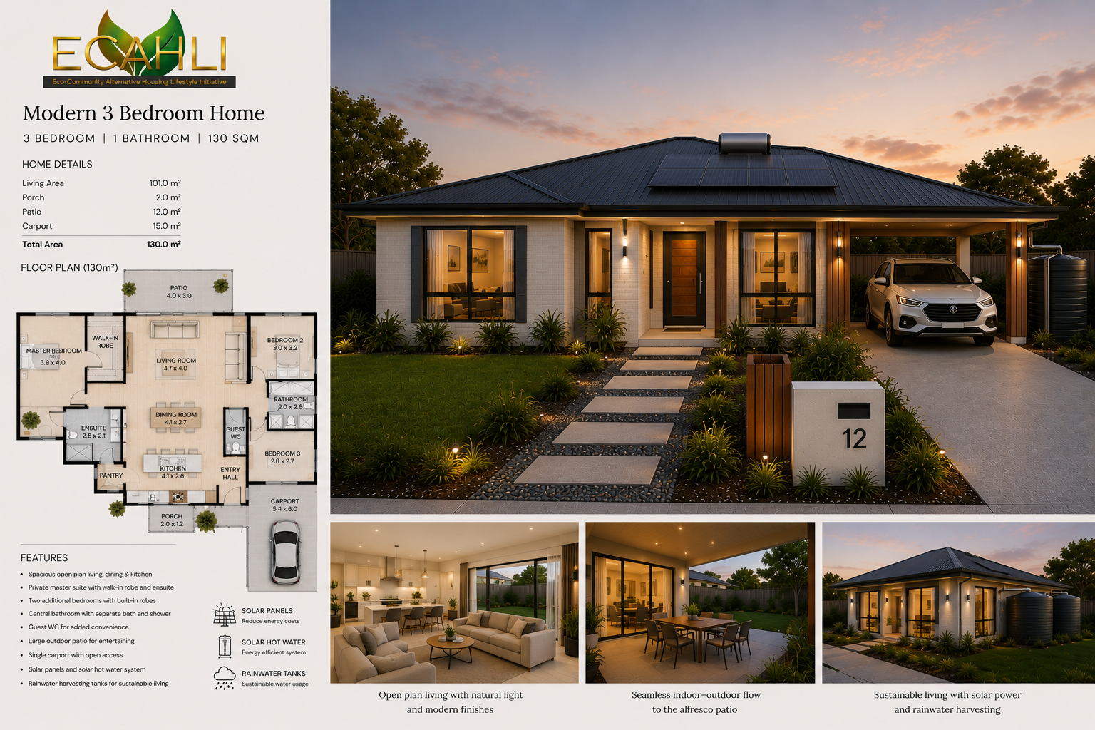 ECAHLI Kisumu — 3-bedroom family home, full exterior view