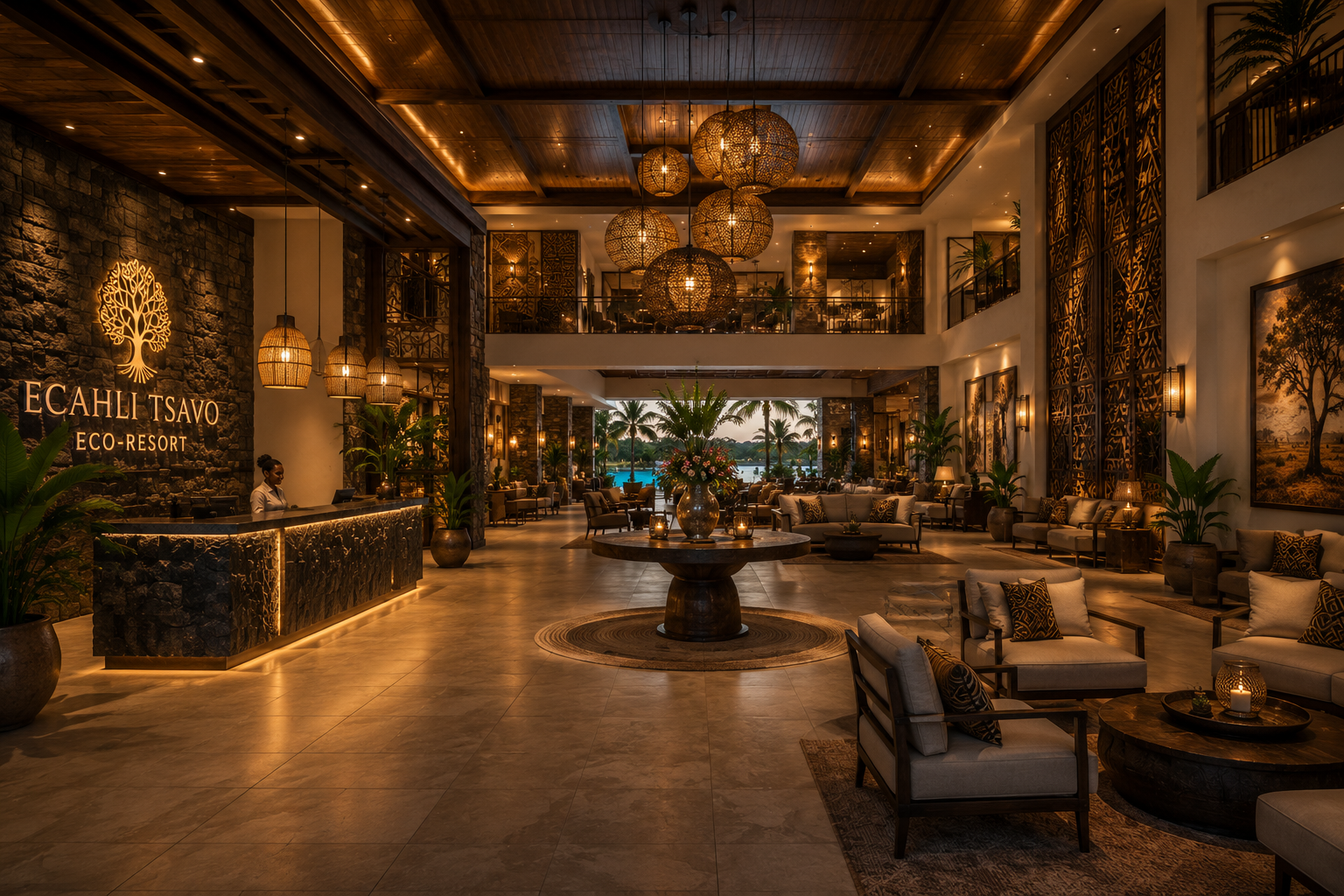 Luxury hotel lobby