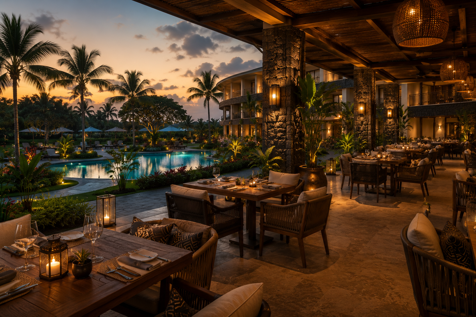 Hotel pool and patio