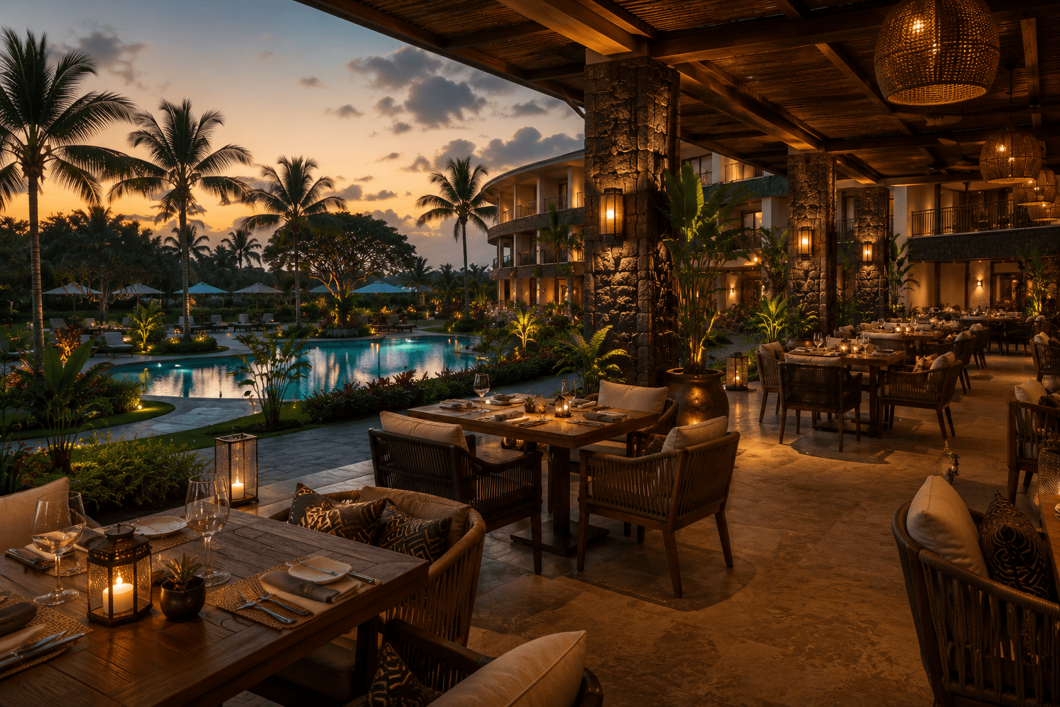 Tsavo Eco Reserve hotel patio and pool